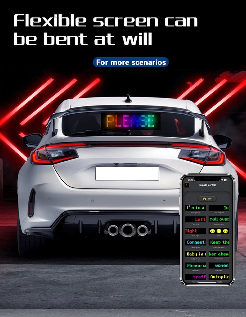 GlowPanel X - Écran LED programmable pour voiture