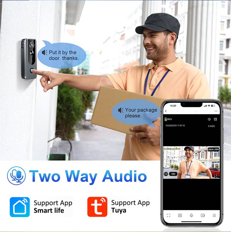 GuardianBell Pro - Sonnette vidéo Wi-Fi sans fil