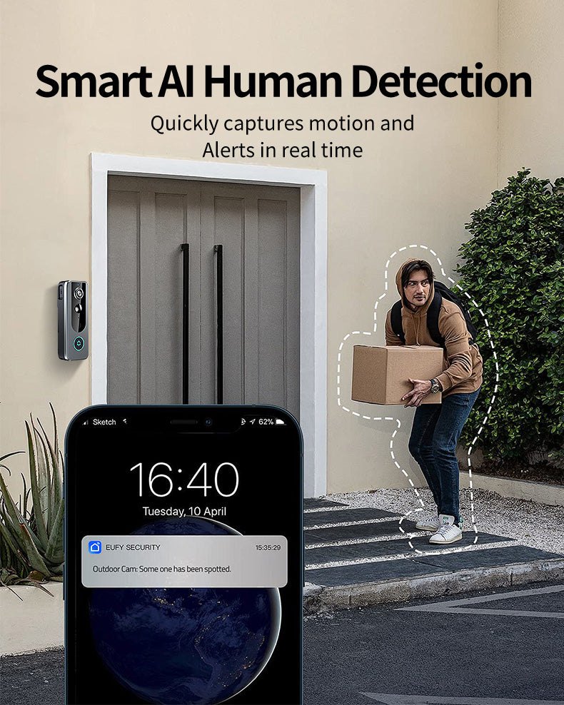 GuardianBell Pro - Sonnette vidéo Wi-Fi sans fil