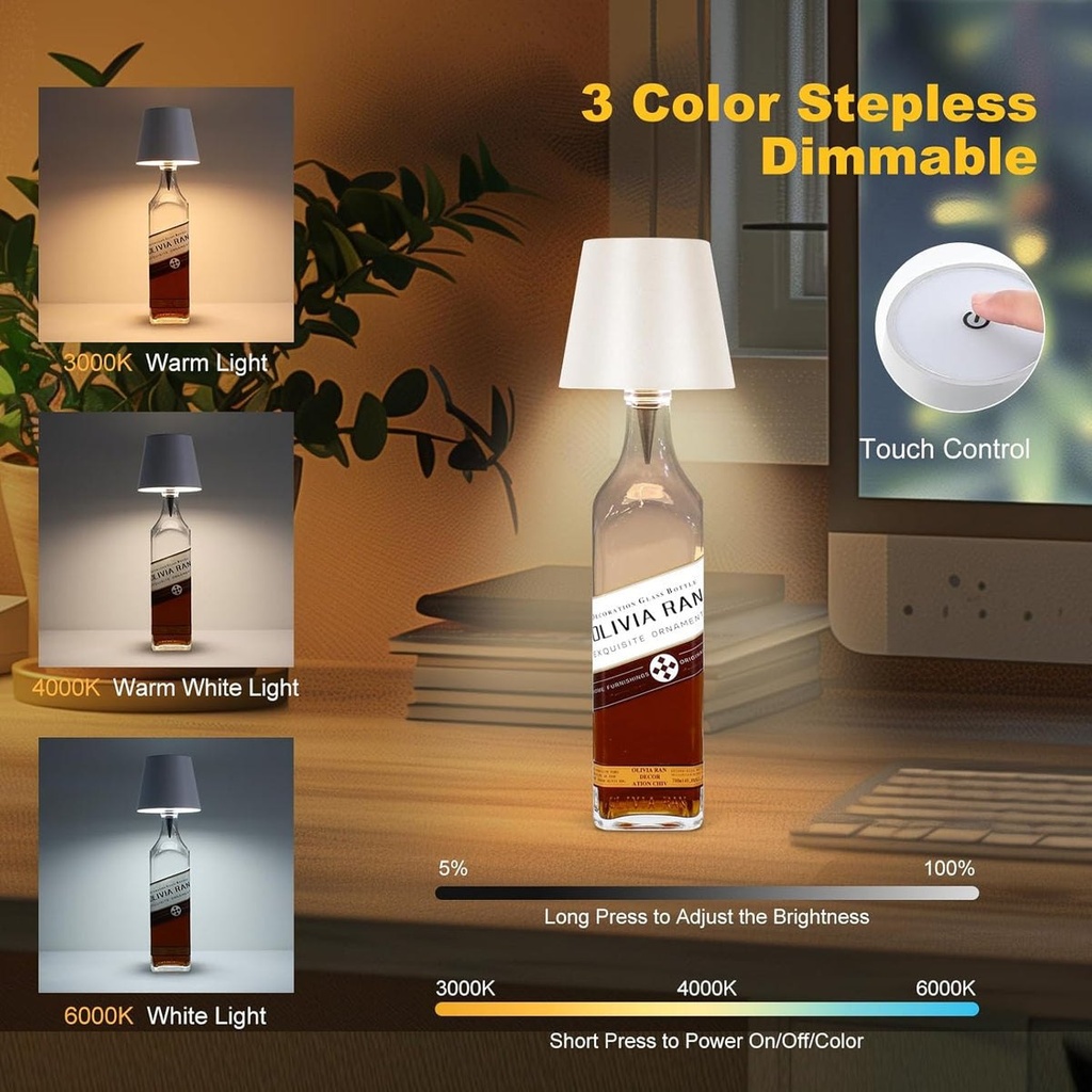 BottleGlow Gen.2 - Lampe tactile RGB pour bouteille