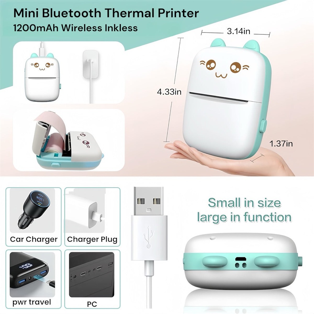 Mini imprimante thermique Bluetooth sans encre