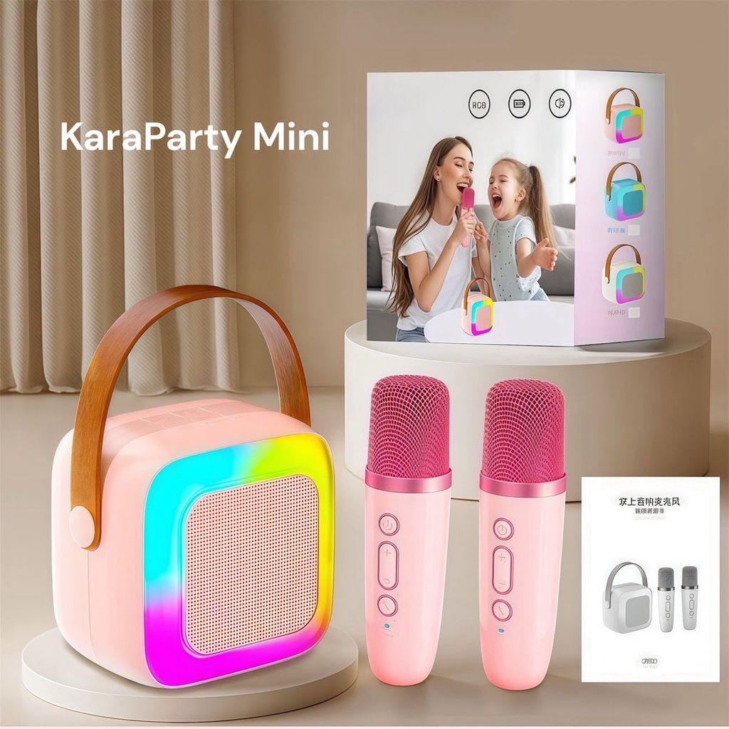 KaraParty Mini - Enceinte karaoké avec 2 micros sans fil
