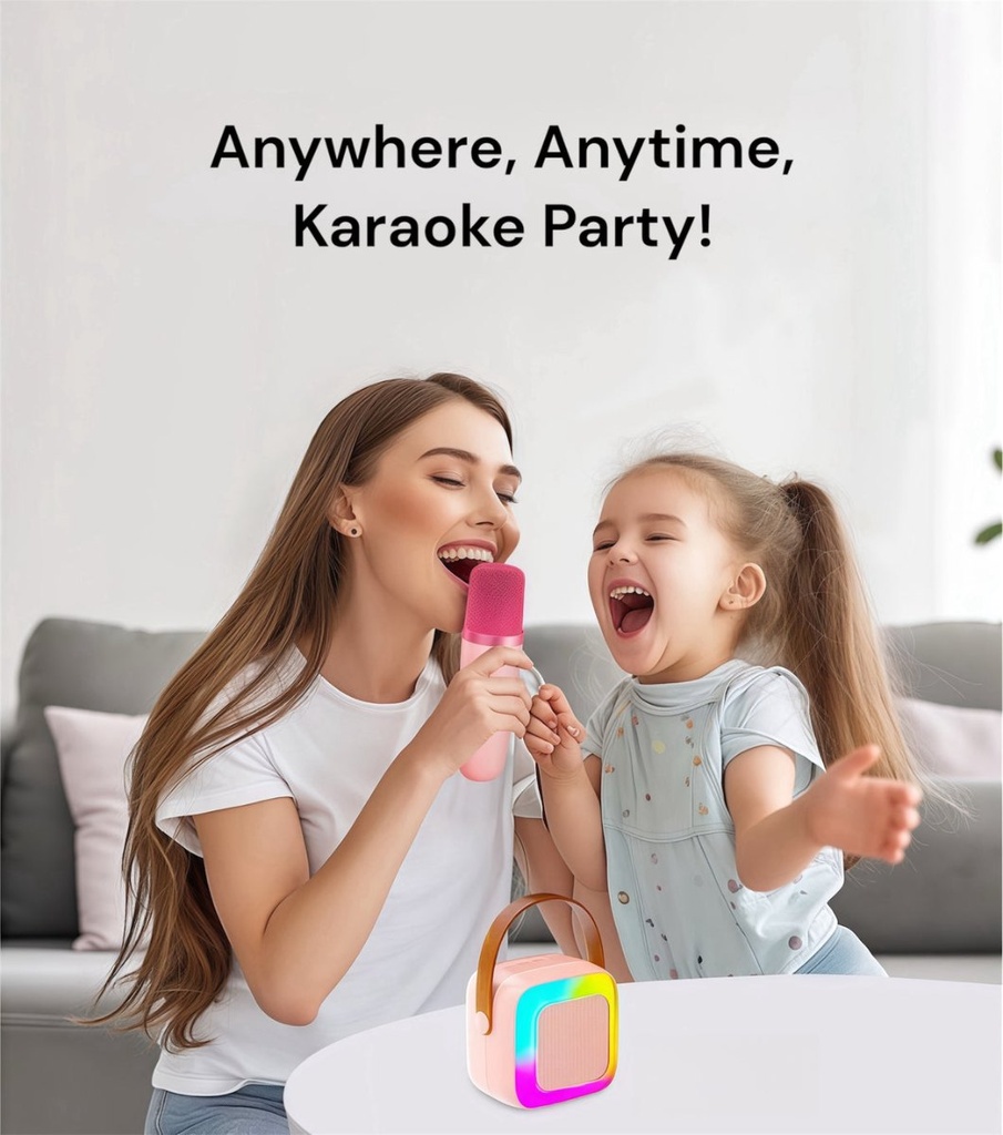 KaraParty Mini - Enceinte karaoké avec 2 micros sans fil