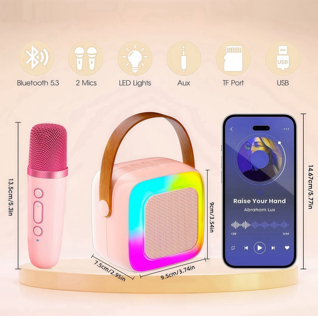 KaraParty Mini - Enceinte karaoké avec 2 micros sans fil