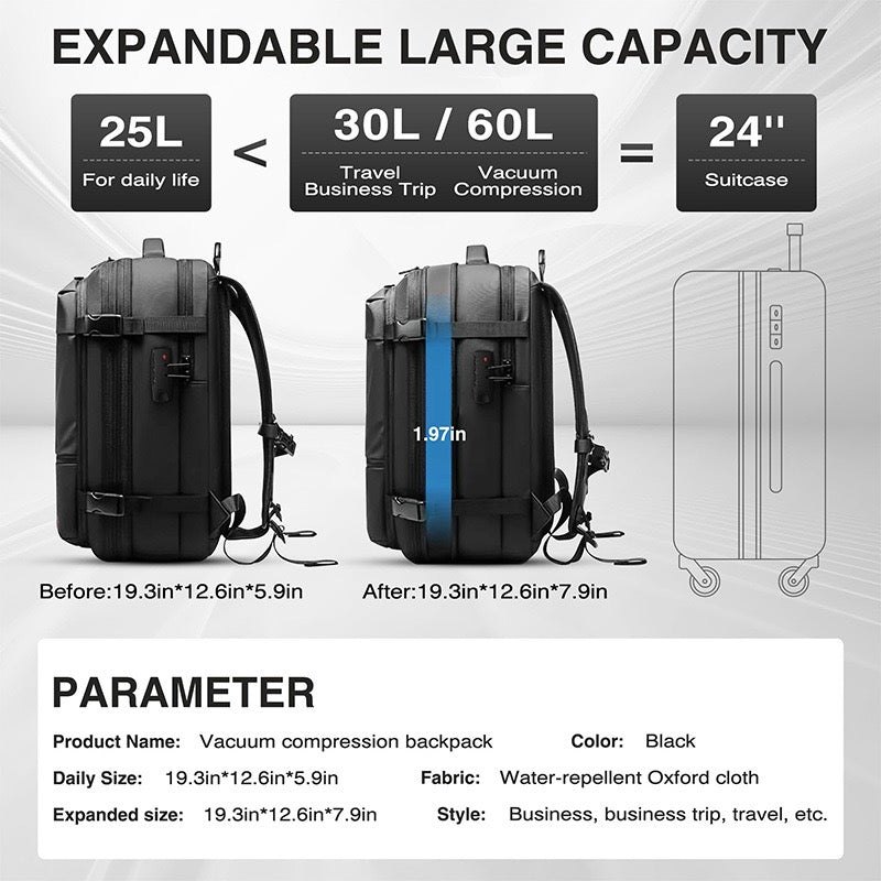 AirSeal Pro - Sac à dos de voyage à compression sous vide