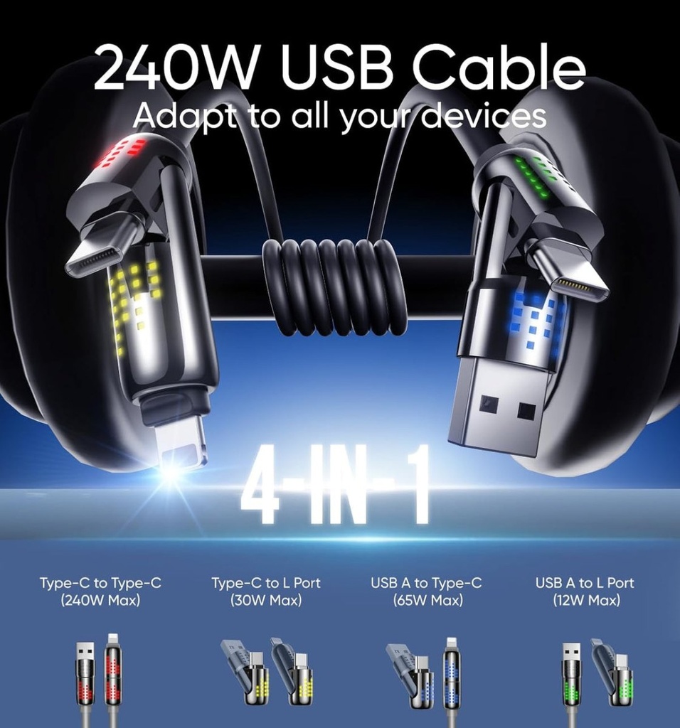 UniCore - Câble de charge rapide 4 en 1 240 W