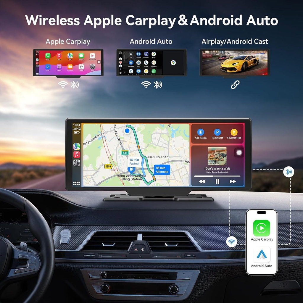 [RZ-093] Carvera - Écran CarPlay 10,26" et dashcam 4K avant-arrière