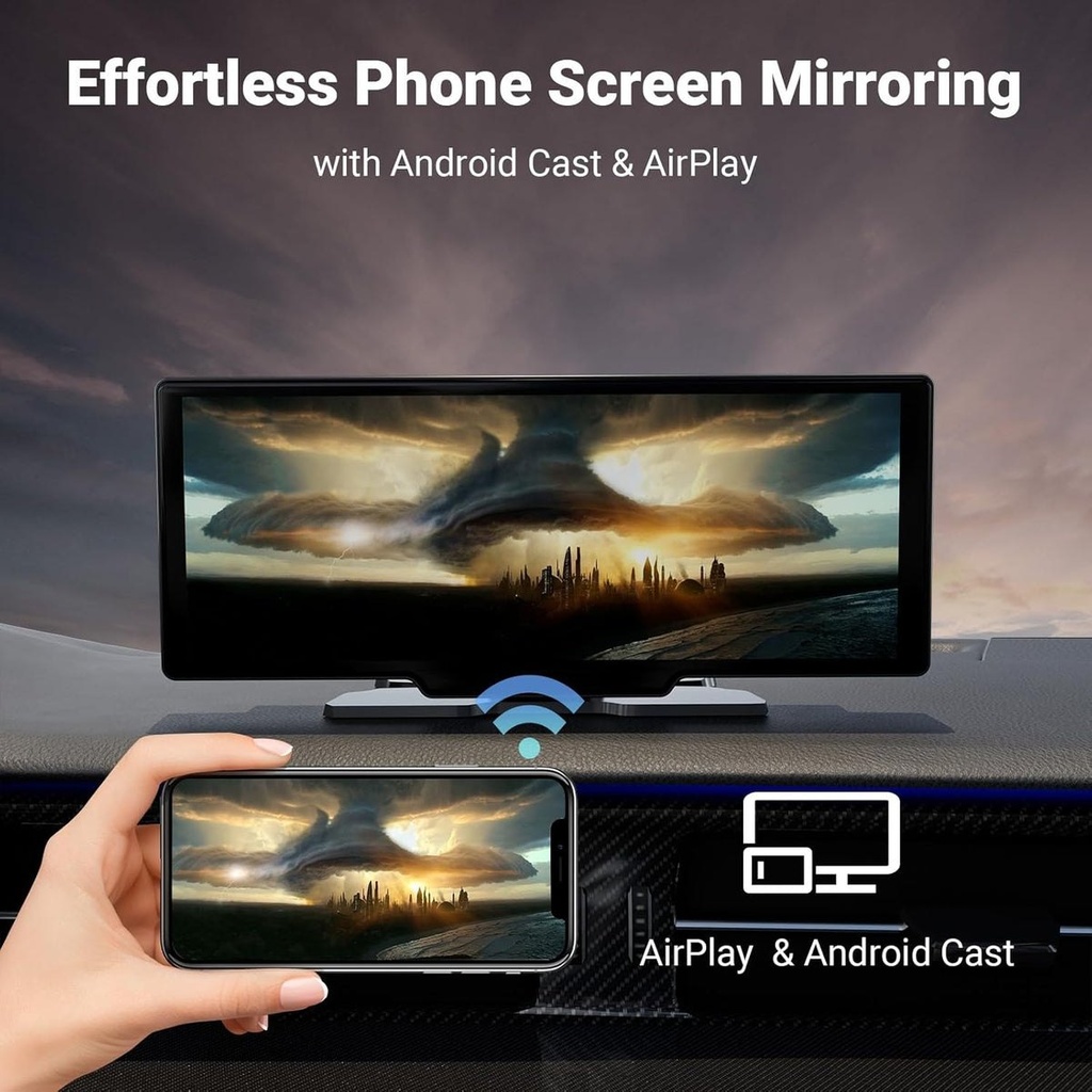 Carvera - Écran CarPlay 10,26" et dashcam 4K avant-arrière