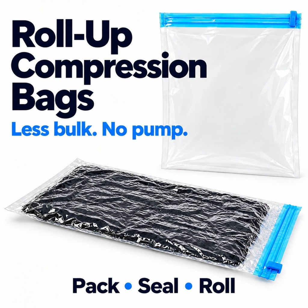 Roll & Pack - Sacs de compression sous vide sans pompe