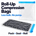 Roll & Pack - Sacs de compression sous vide sans pompe