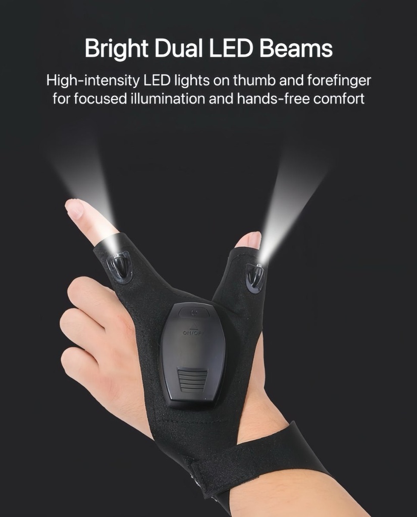 GlowGrip Pro - Gants lampe torche LED étanches