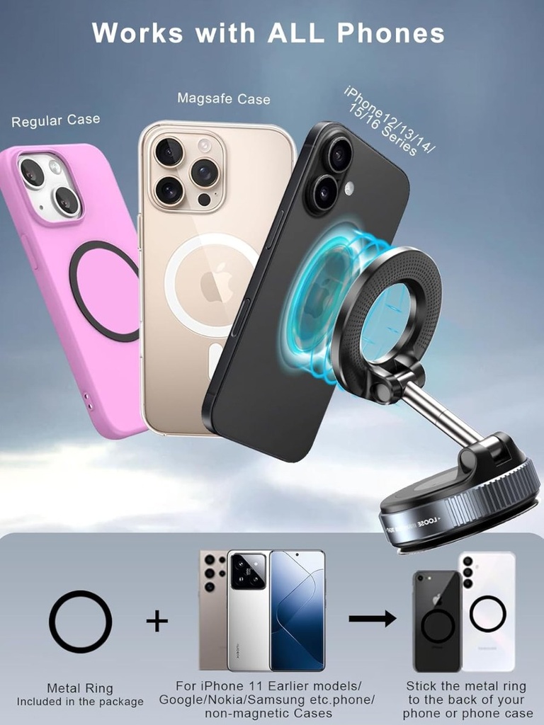 Snanen 360 - Support téléphone magnétique à ventouse