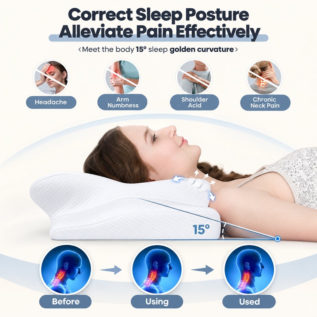 Oreiller papillon ergonomique à mémoire de forme