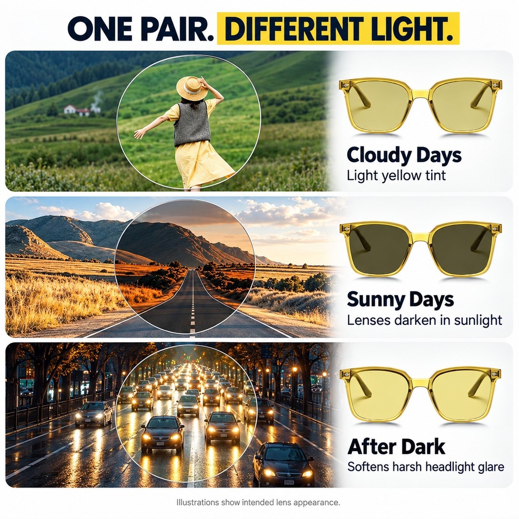 DuskShift - Lunettes de conduite photochromiques jour et nuit