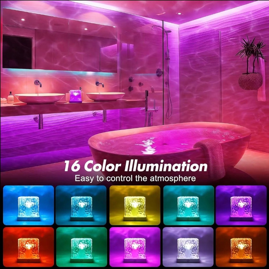 RippleCube - Lampe d'ambiance rechargeable effet vagues