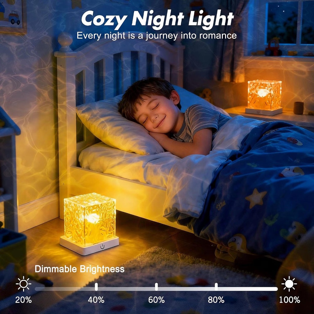 RippleCube - Lampe d'ambiance rechargeable effet vagues