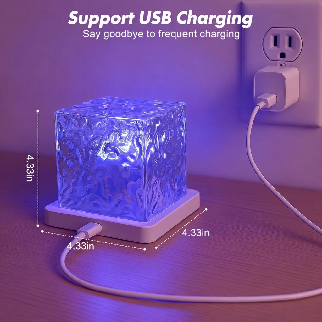 RippleCube - Lampe d'ambiance rechargeable effet vagues