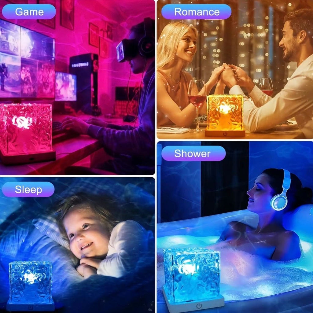 RippleCube - Lampe d'ambiance rechargeable effet vagues
