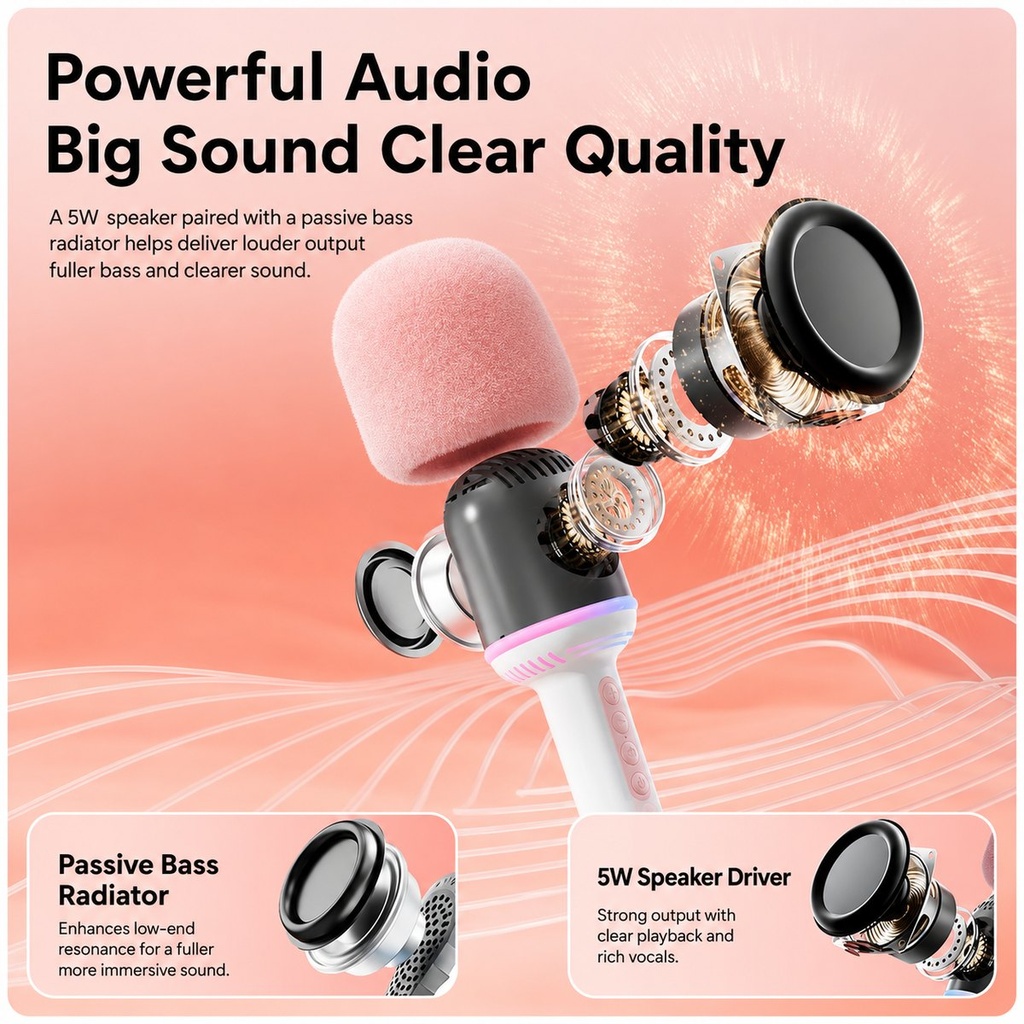 [RZ-149] SOAIY - Micro karaoké Bluetooth avec haut-parleur intégré