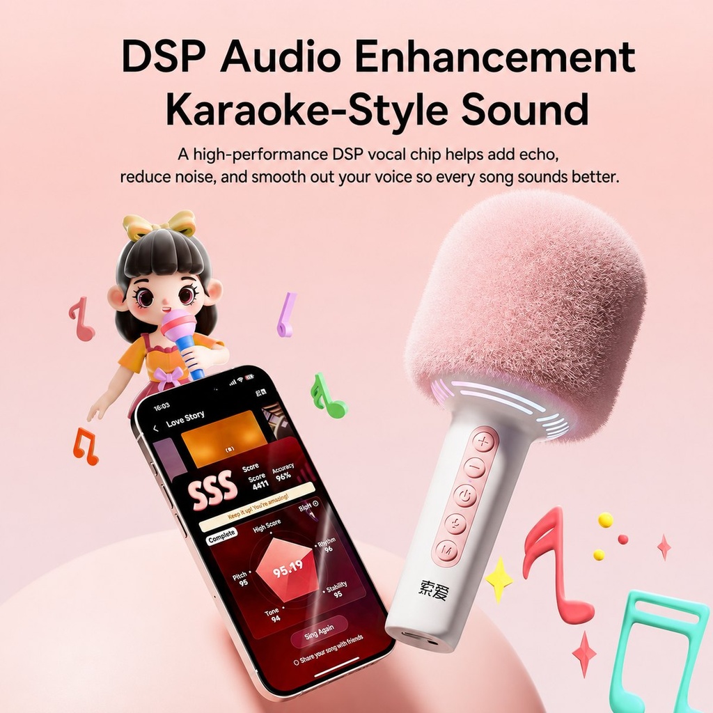SOAIY - Micro karaoké Bluetooth avec haut-parleur intégré