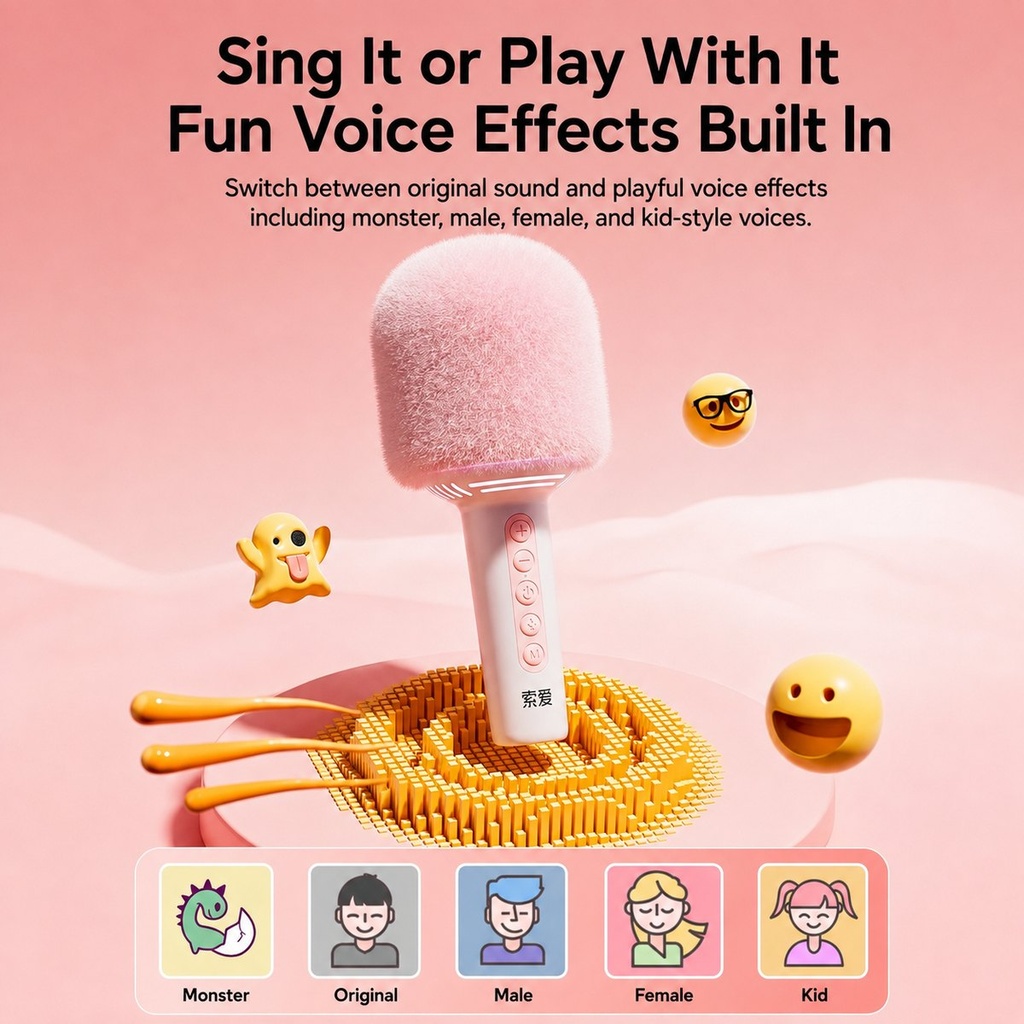 SOAIY - Micro karaoké Bluetooth avec haut-parleur intégré