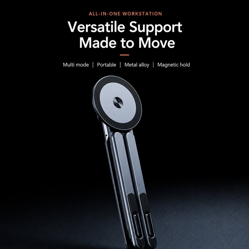 Support magnétique pliable 4 en 1 pour téléphone et laptop