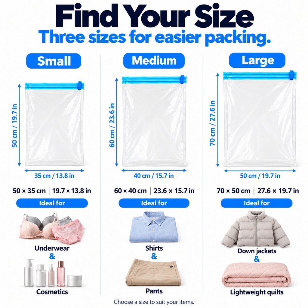 Roll & Pack - Sacs de compression sous vide sans pompe