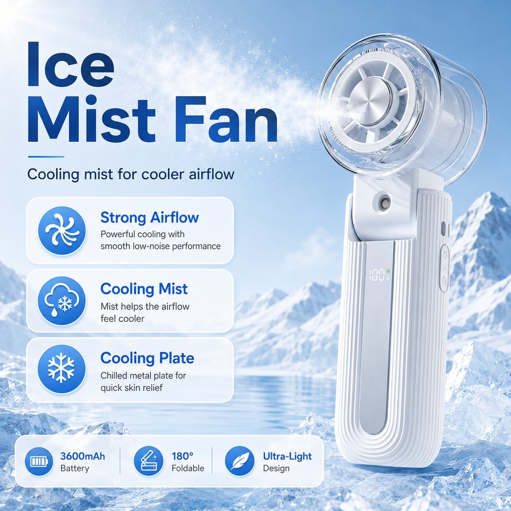 FrostBreeze - Ventilateur brumisateur 3 en 1 rafraîchissant