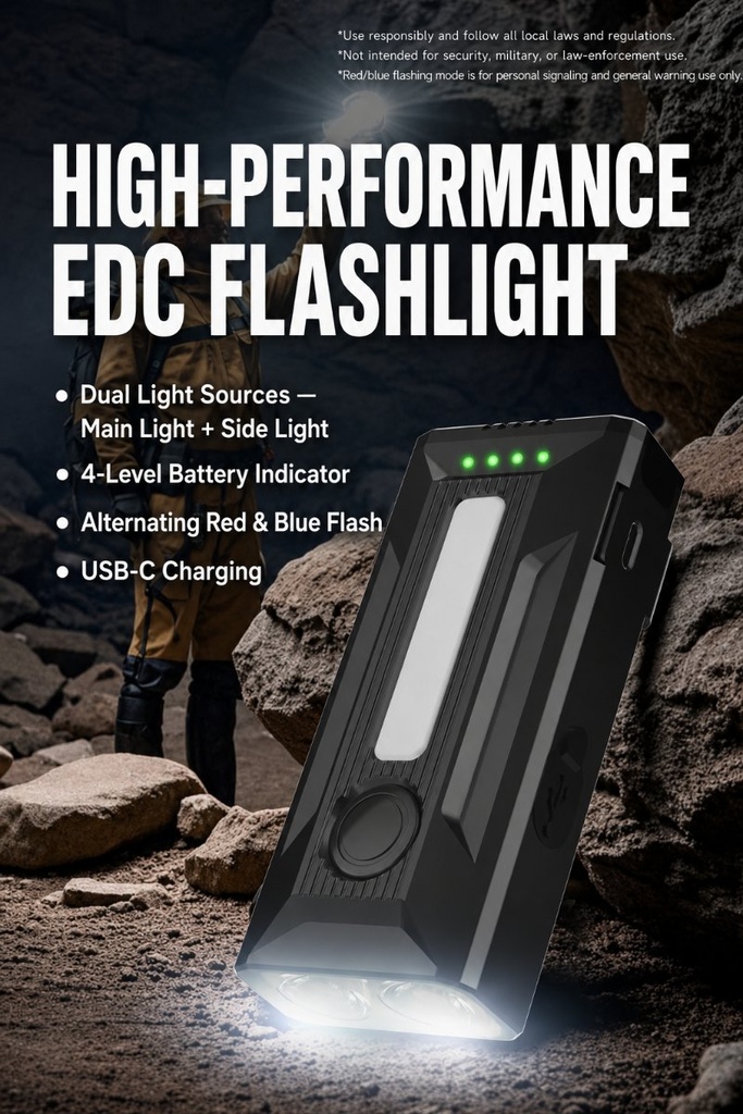 [RZ-134] Lampe de poche EDC à clip et base magnétique, 8 modes