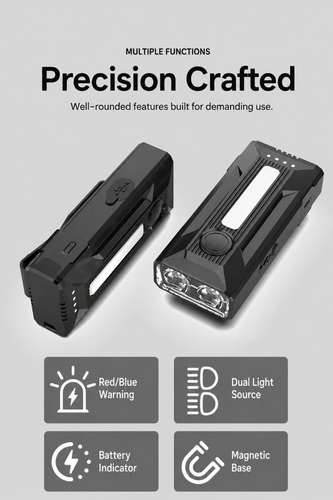 Lampe de poche EDC à clip et base magnétique, 8 modes