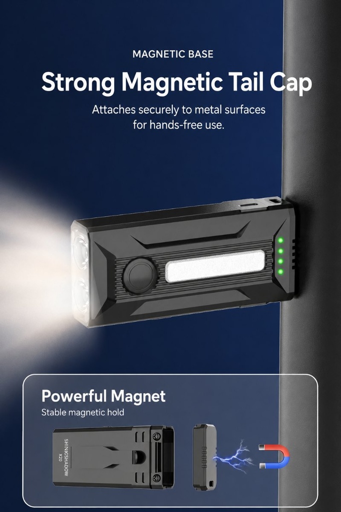 Lampe de poche EDC à clip et base magnétique, 8 modes