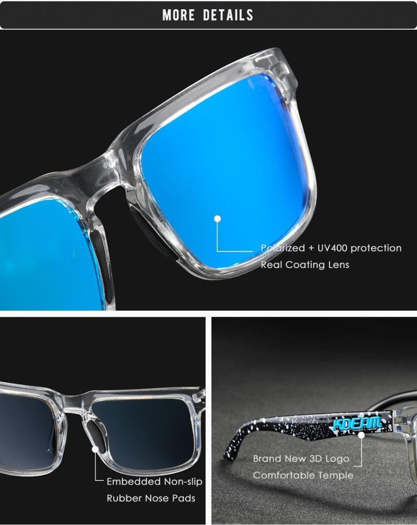 KDEAM - Lunettes de soleil polarisées unisexes UV400