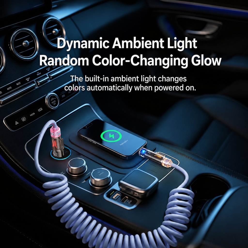 Câble spiralé 4 en 1 de 240W pour charge rapide et données