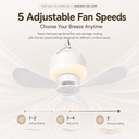 Ventilateur suspendu rechargeable avec lumière intégrée