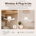Ventilateur suspendu rechargeable avec lumière intégrée