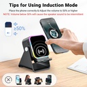 Support téléphone 5 en 1 avec haut-parleur à induction