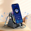 Support téléphone 5 en 1 avec haut-parleur à induction