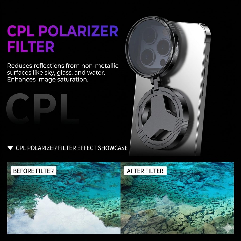 Filtre anti-reflets magnétique pour smartphone