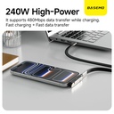 Basemo - Câble USB-C 240W avec support téléphone dissimulé