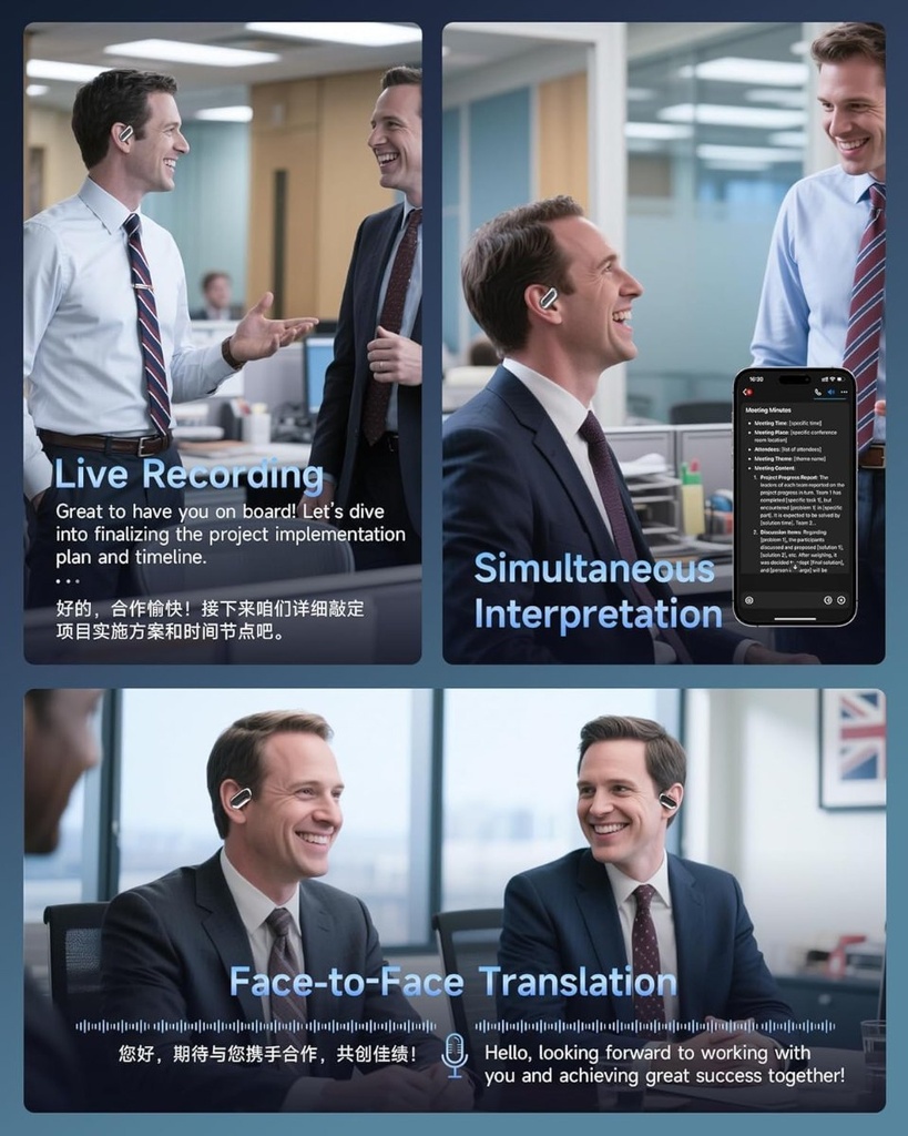 LinguaWave Pro - Écouteurs de traduction instantanée IA