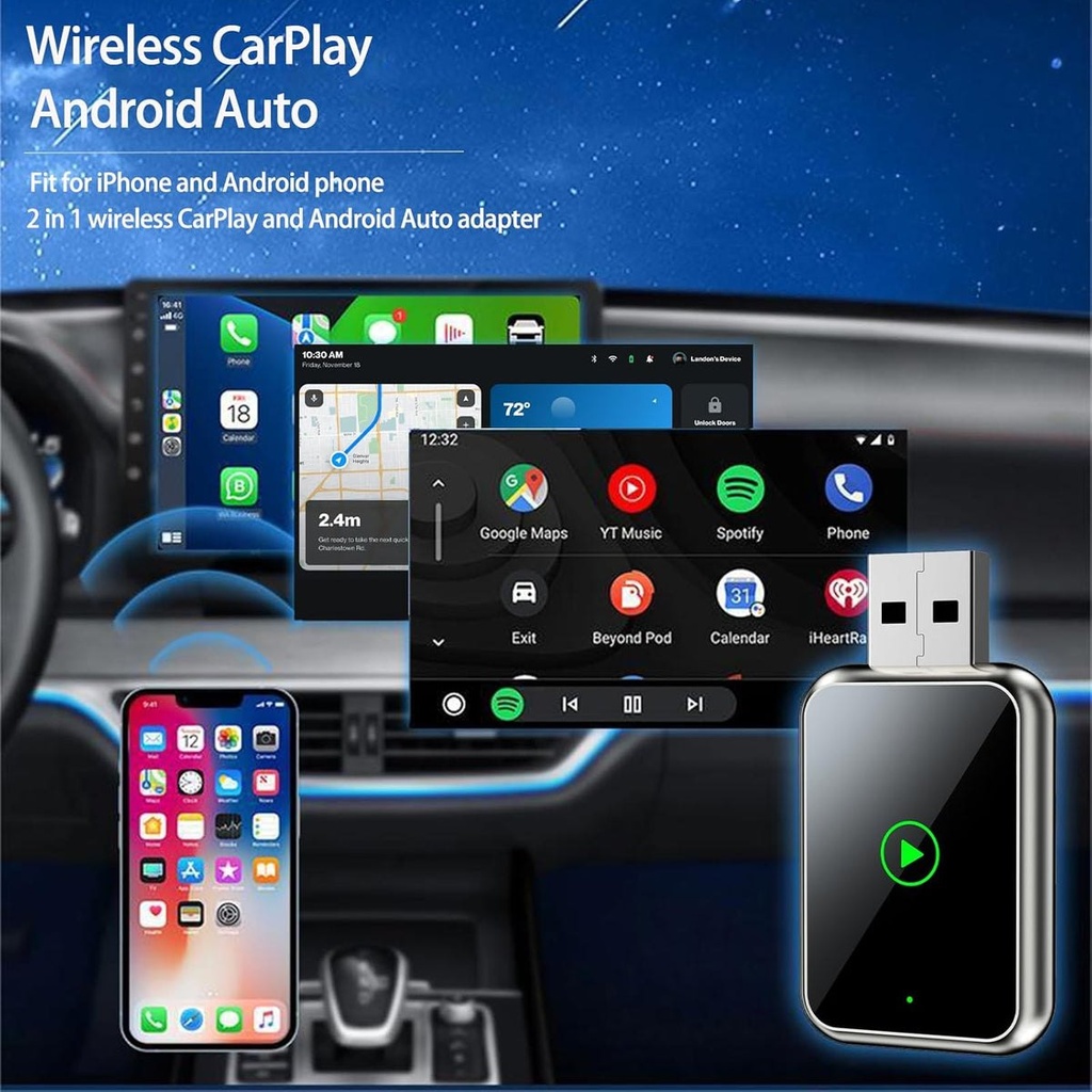 [RZ-110] WireFree - Adaptateur CarPlay et Android Auto sans fil