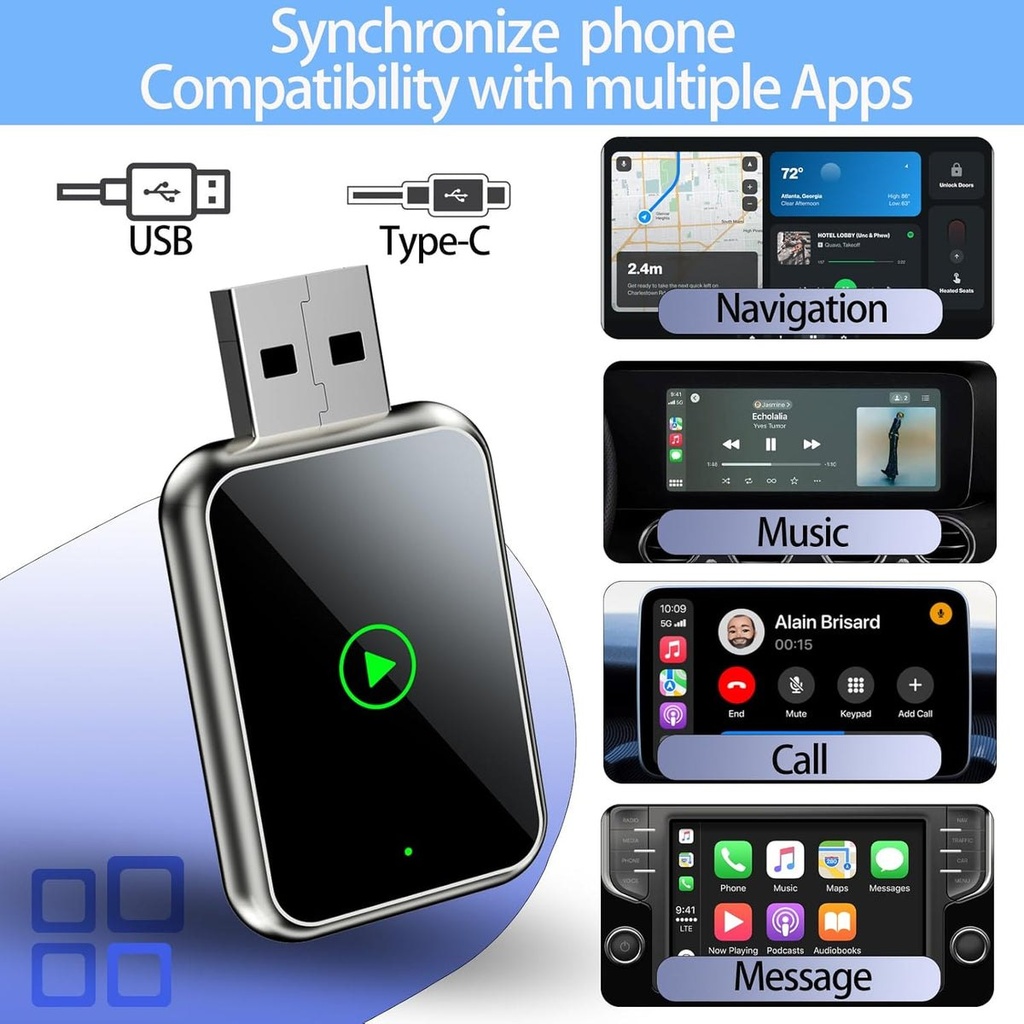 WireFree - Adaptateur CarPlay et Android Auto sans fil