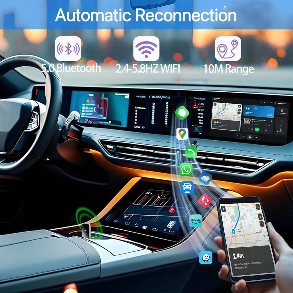 WireFree - Adaptateur CarPlay et Android Auto sans fil