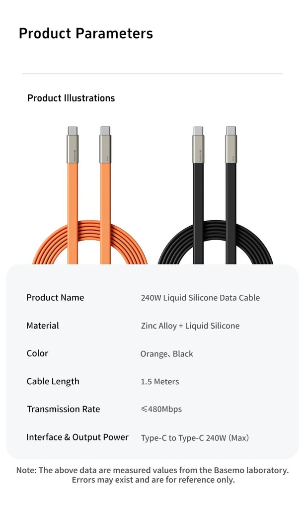 Basemo - Câble USB-C 240W avec support téléphone dissimulé