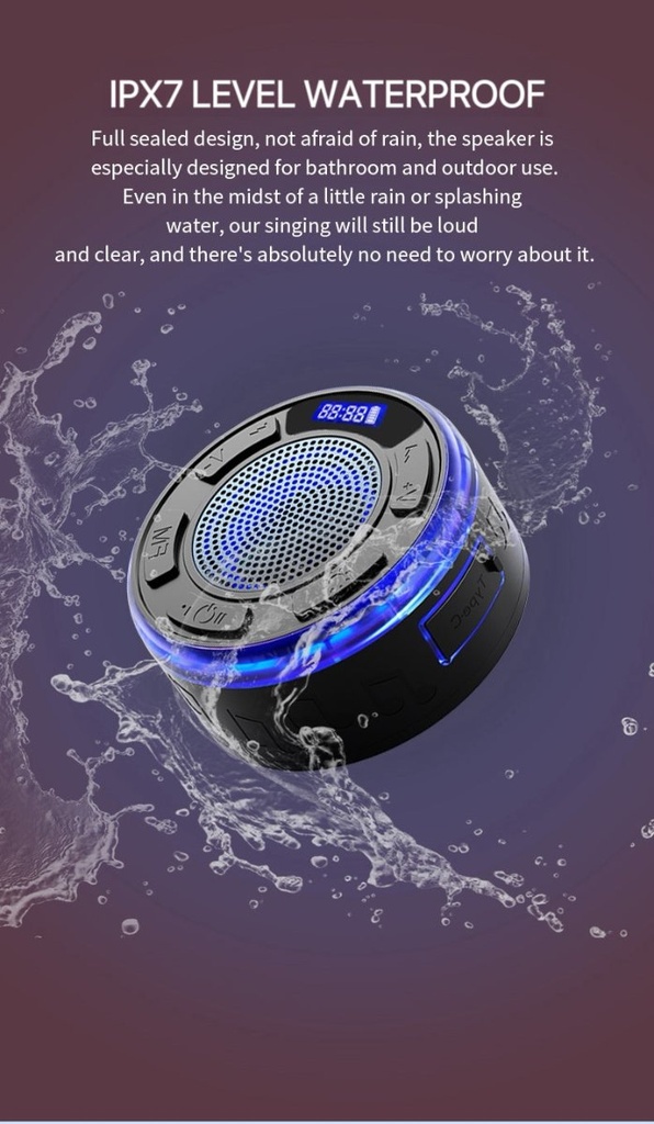 Aquro S3 Ultra - Enceinte de douche étanche IPX7 lumineuse