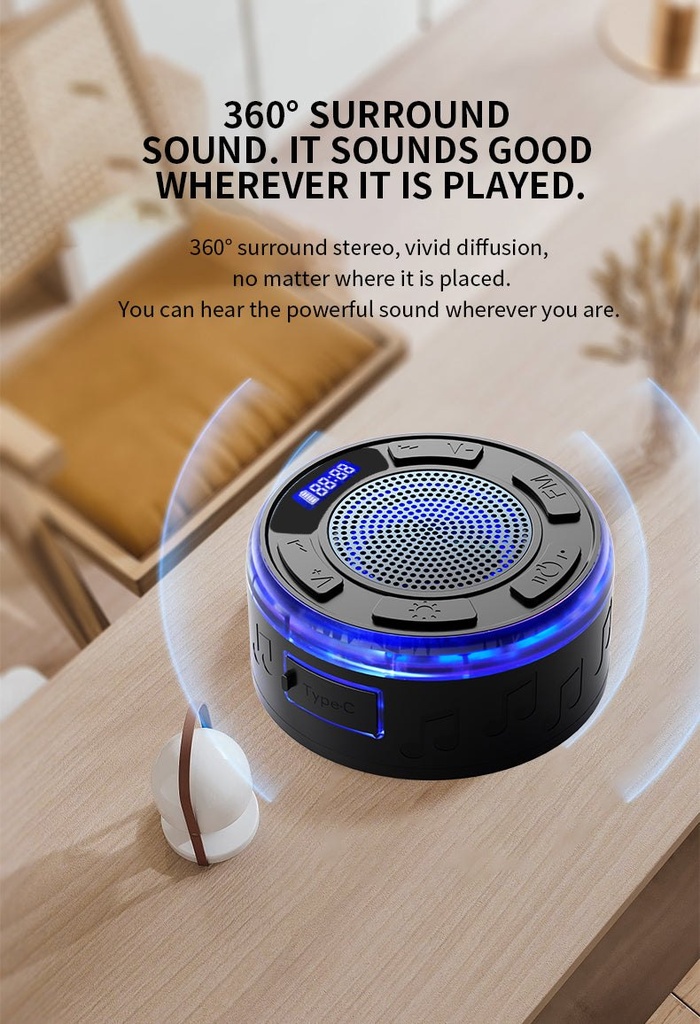 Aquro S3 Ultra - Enceinte de douche étanche IPX7 lumineuse