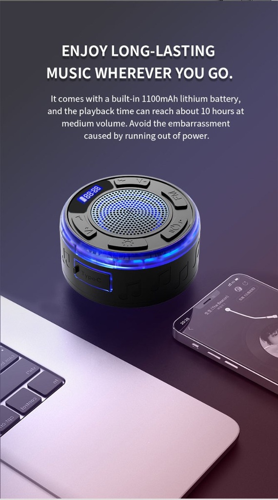 Aquro S3 Ultra - Enceinte de douche étanche IPX7 lumineuse