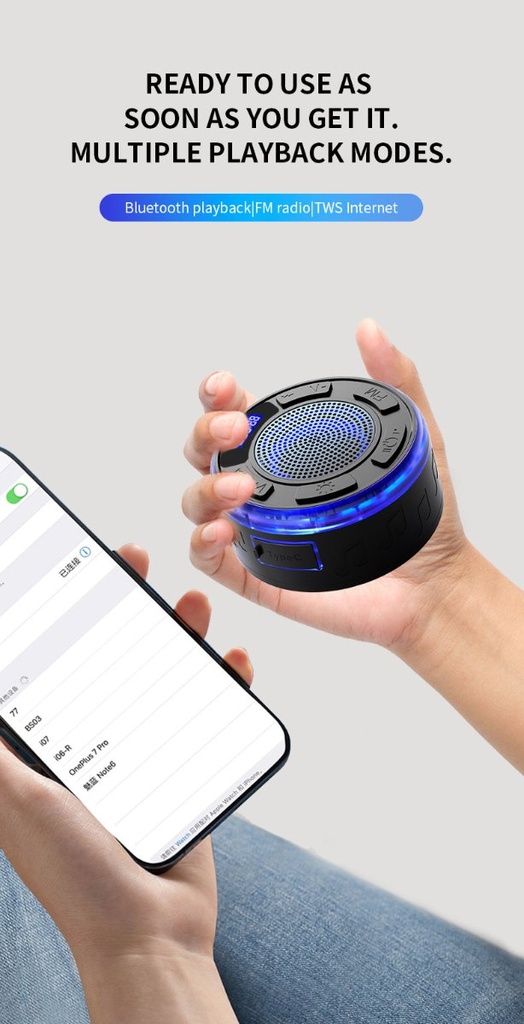 Aquro S3 Ultra - Enceinte de douche étanche IPX7 lumineuse