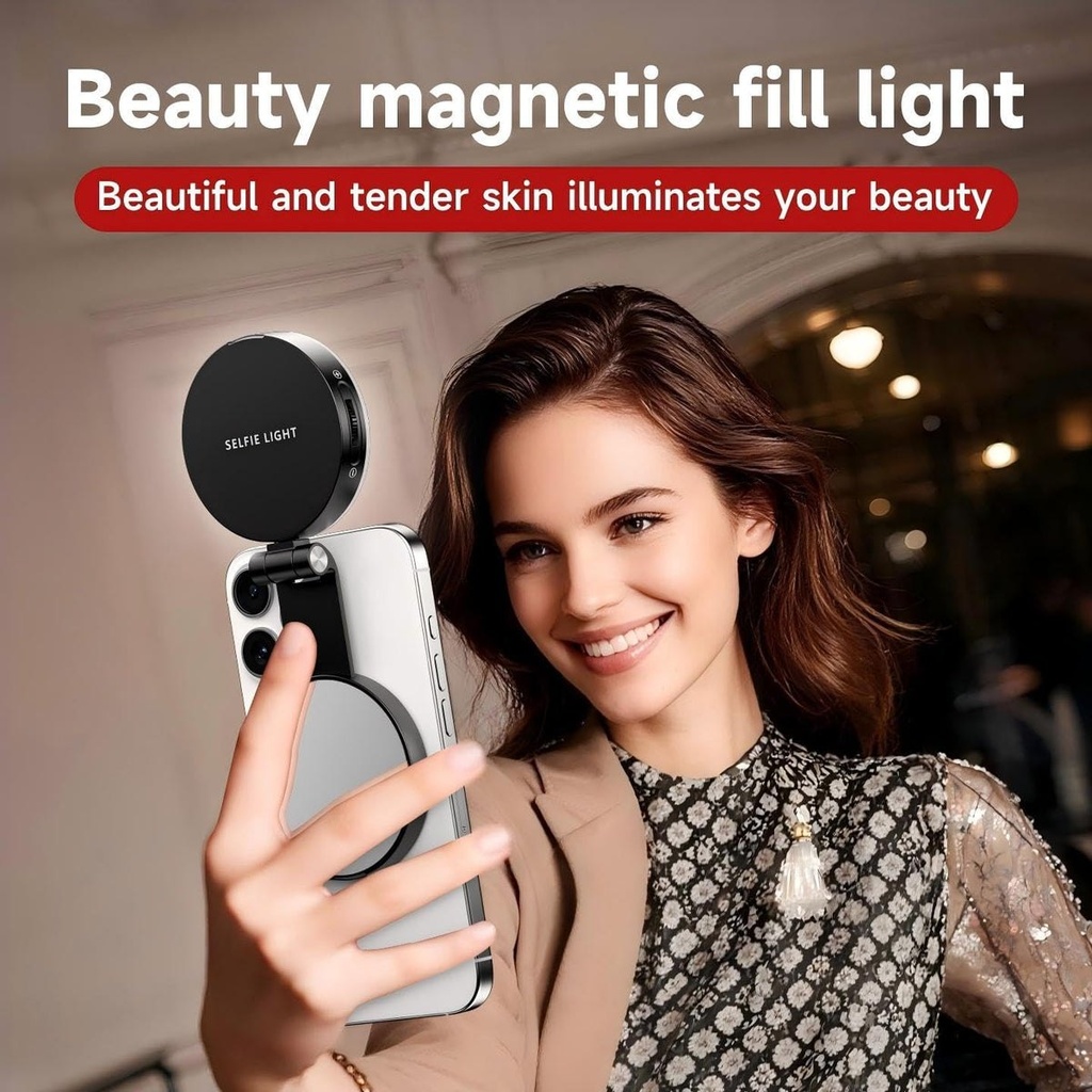 SnapLite Pro - Lumière selfie magnétique 3 en 1 avec miroir