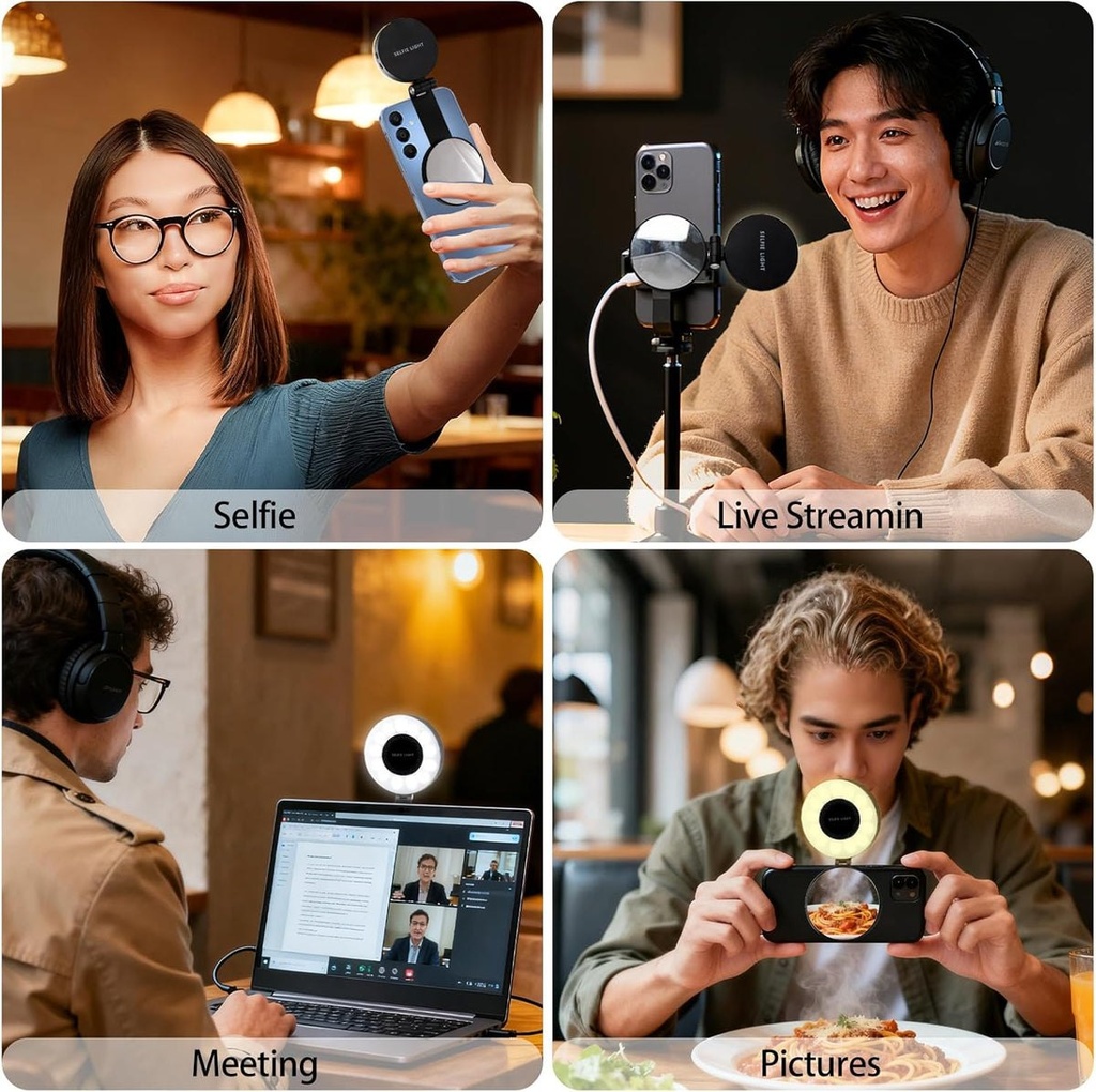 SnapLite Pro - Lumière selfie magnétique 3 en 1 avec miroir